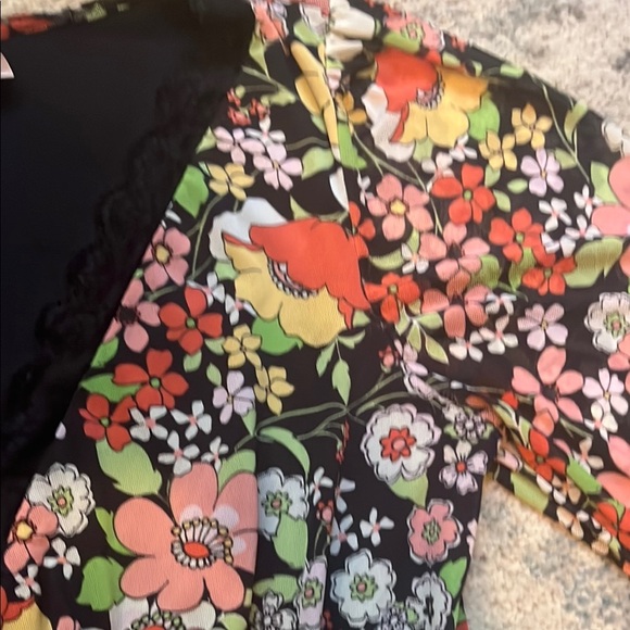 Willow Root 70s Inspired Floral Retro Crop Top with Long Sleeves - Picture 4 of 14